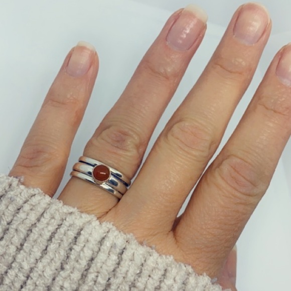 Jewelry - Fidget Ring Carnelian Spinner Sterling Silver Artisan Anxiety Ring